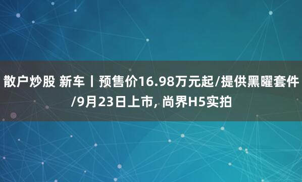 散户炒股 新车丨预售价16.98万元起/提供黑曜套件/9月23日上市, 尚界H5实拍