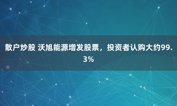 散户炒股 沃旭能源增发股票，投资者认购大约99.3%